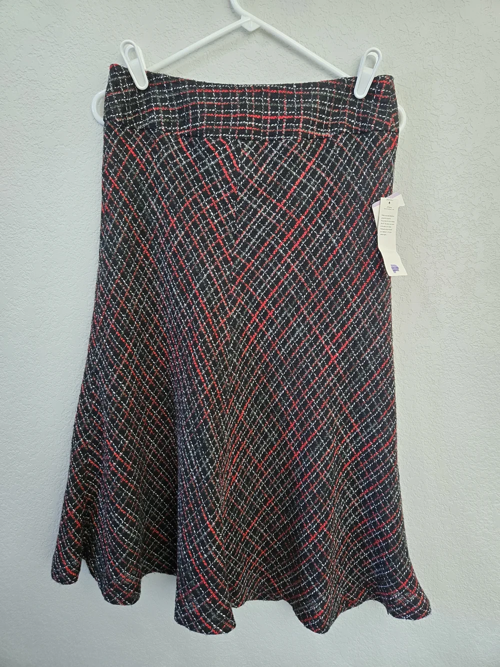 NWT Elegant Plaid Tweed A-Line Skirt Size Medium